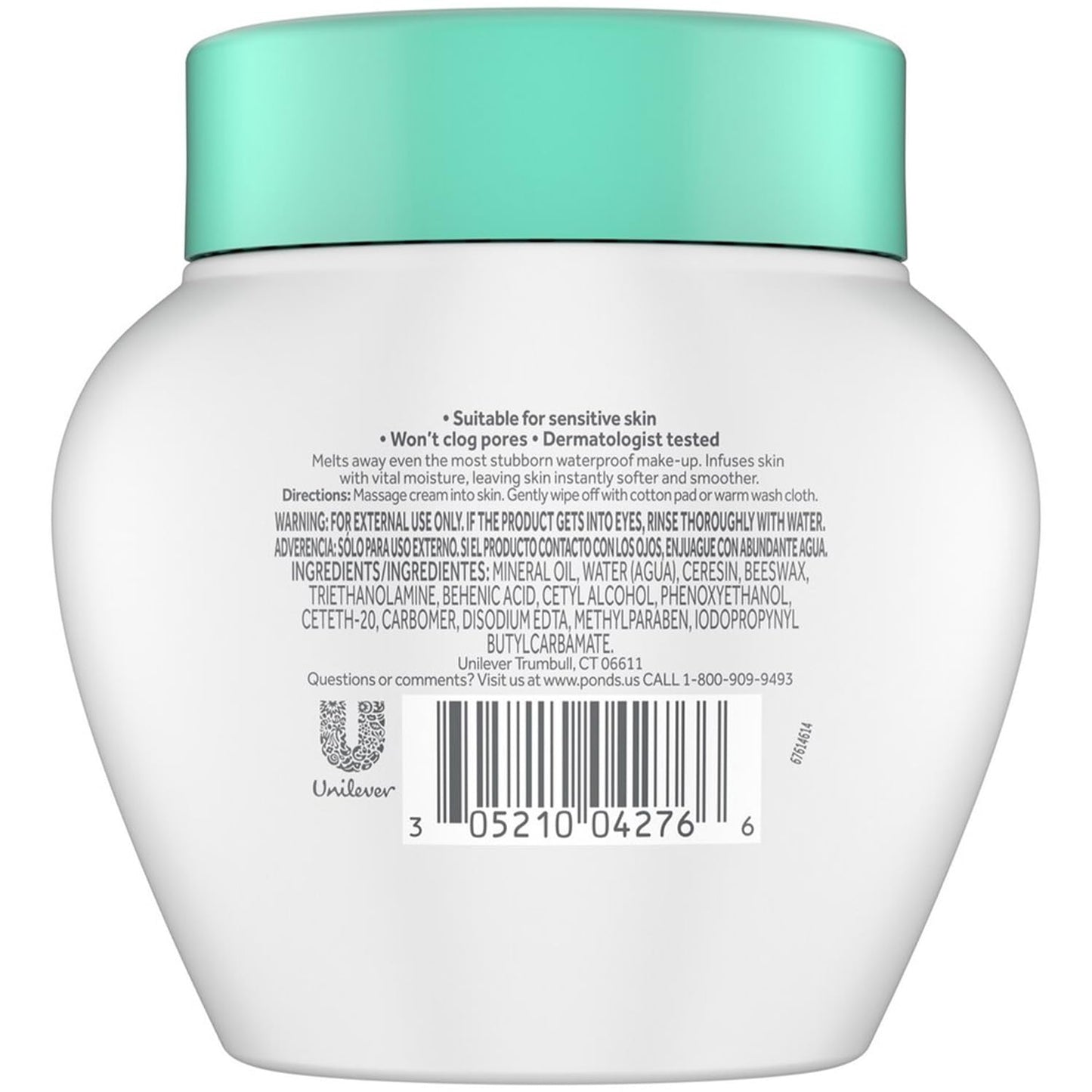 POND'S Cold Cream Make-Up Remover | Fragrance-Free Deep Cleanser 2-Pack - Hypoallergenic, 6.1 Oz Each