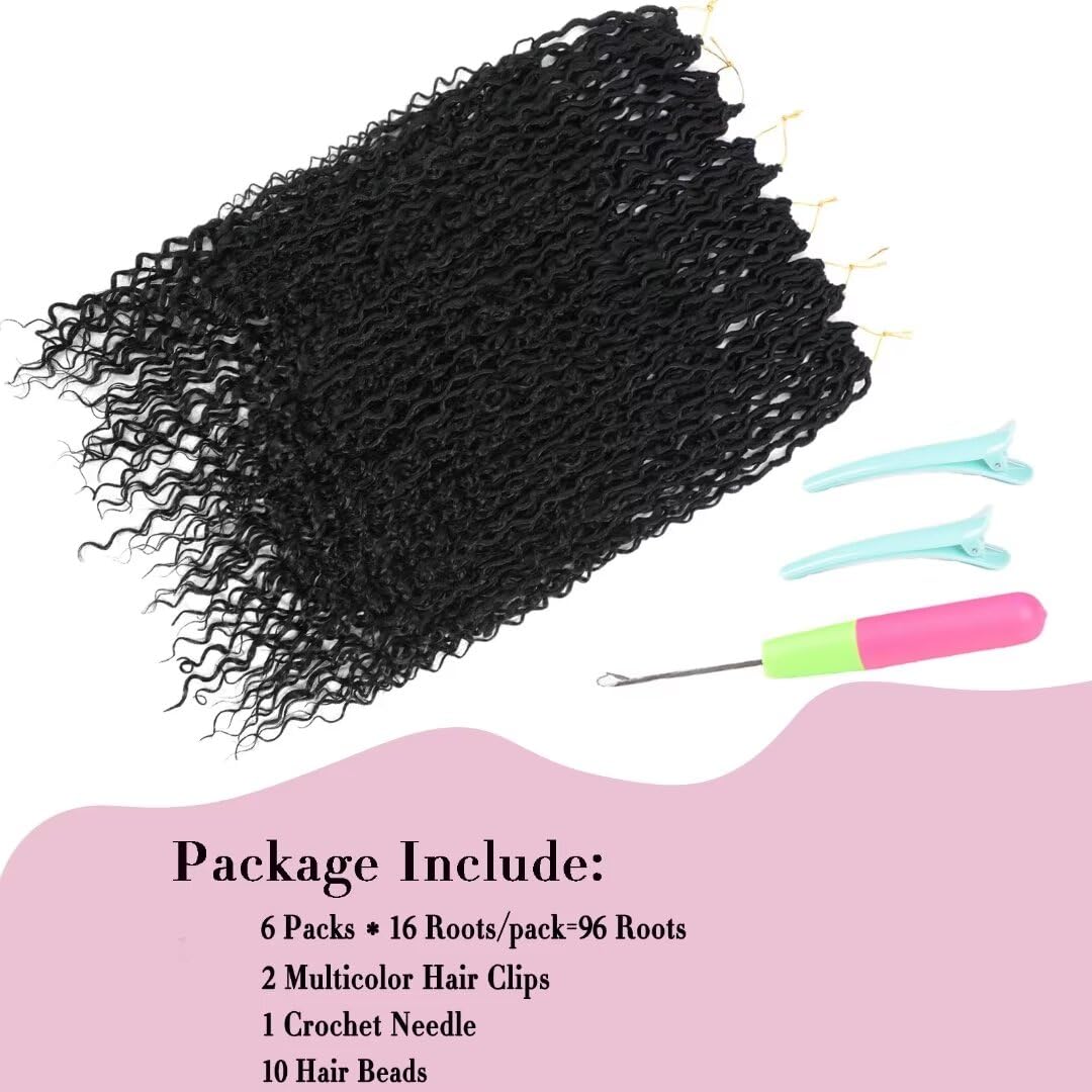 New Goddess Locs Crochet Hair 30inch Long River Faux Locs Braids with Curly End Long Boho Hippie Locs Style Synthetic Hair Extensions (30" 6Packs 1B#)