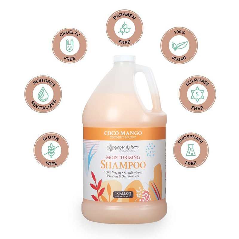 Ginger Lily Farms Moisturizing Shampoo - Vegan Coco Mango Scent | 1 Gallon Refill for All Hair Types