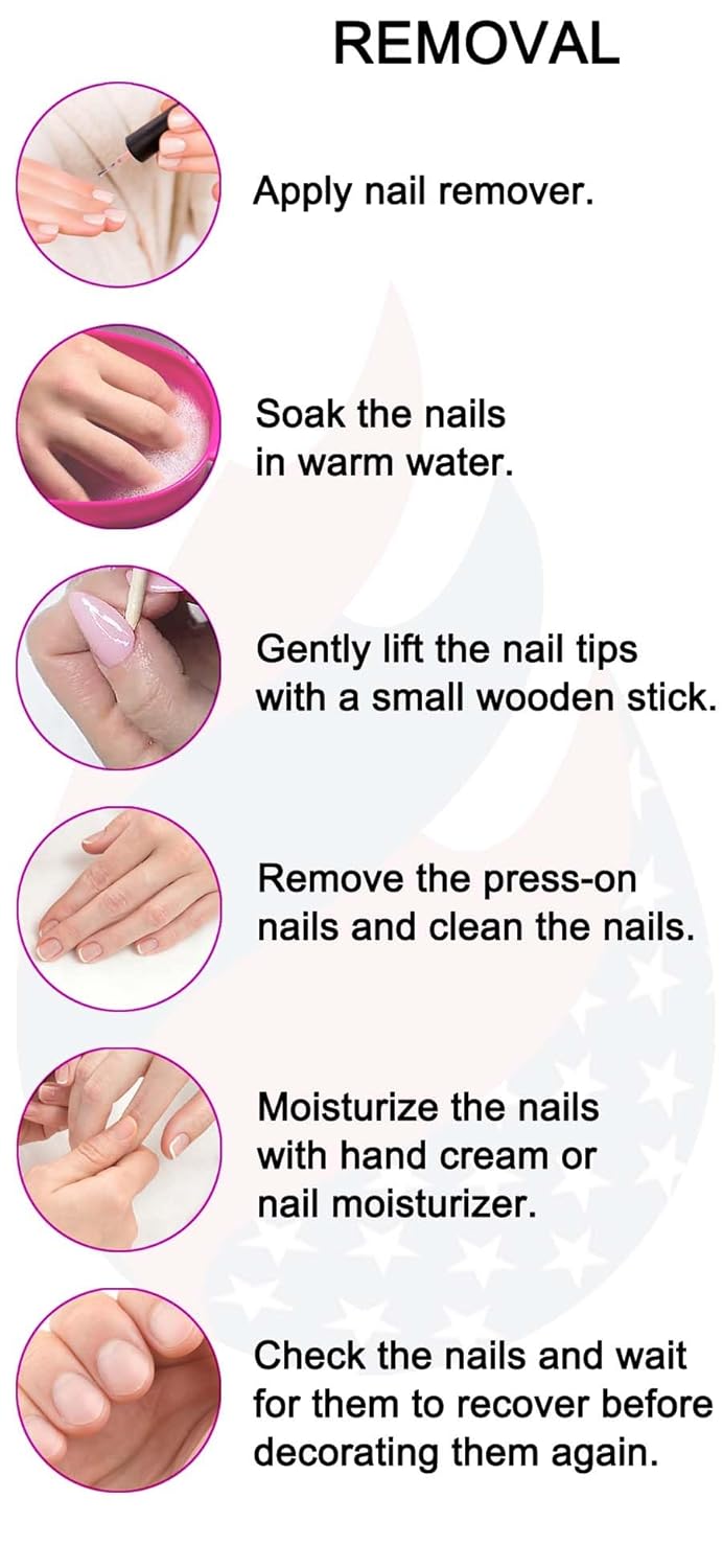 Red Long Square Press-On Nails - French Tip & Flower Design | 24 Pcs Set for Women