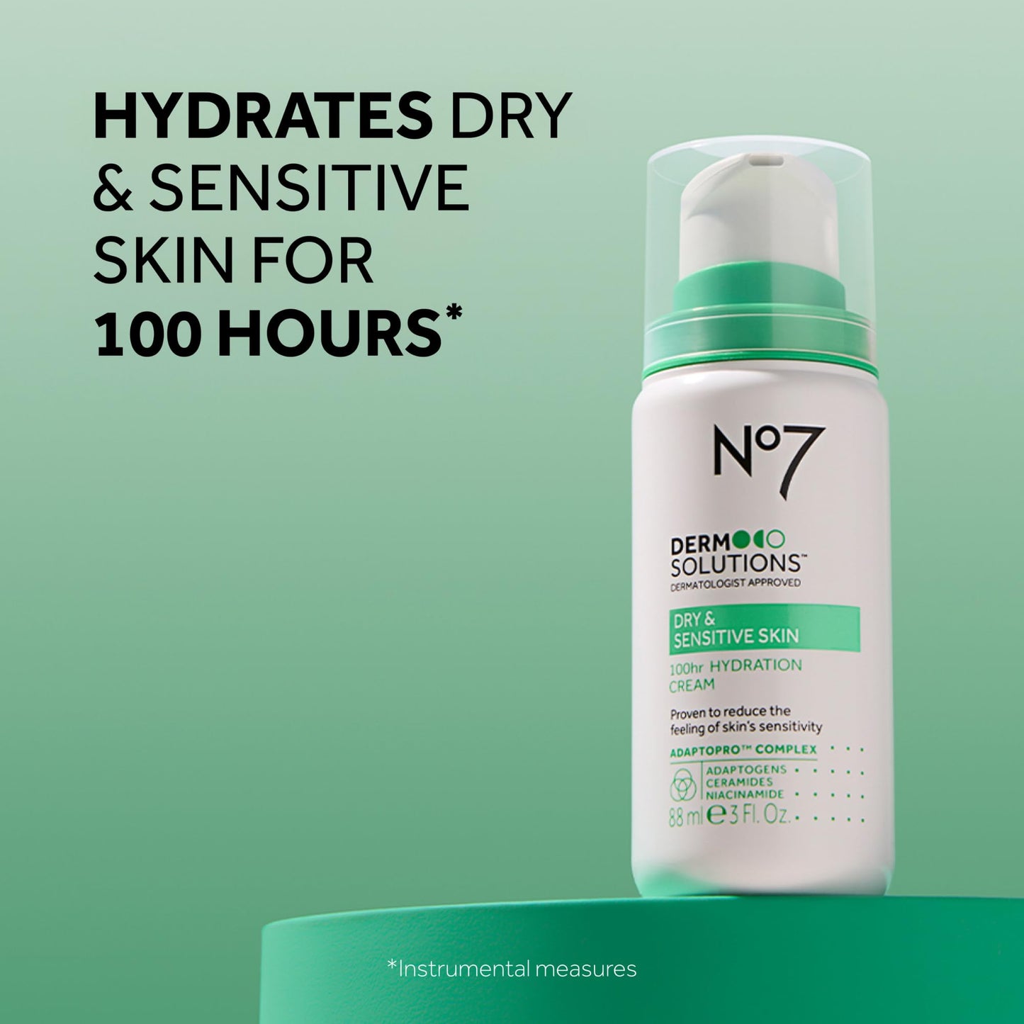 No7 Derm Solutions Hydrating Facial Cleanser & 100hr Face Moisturizer - With Ceramides, Niacinamide & Adaptogens to Maintain Skin's Moisture Barrier - For Dry & Sensitive Skin (2-Item Bundle)