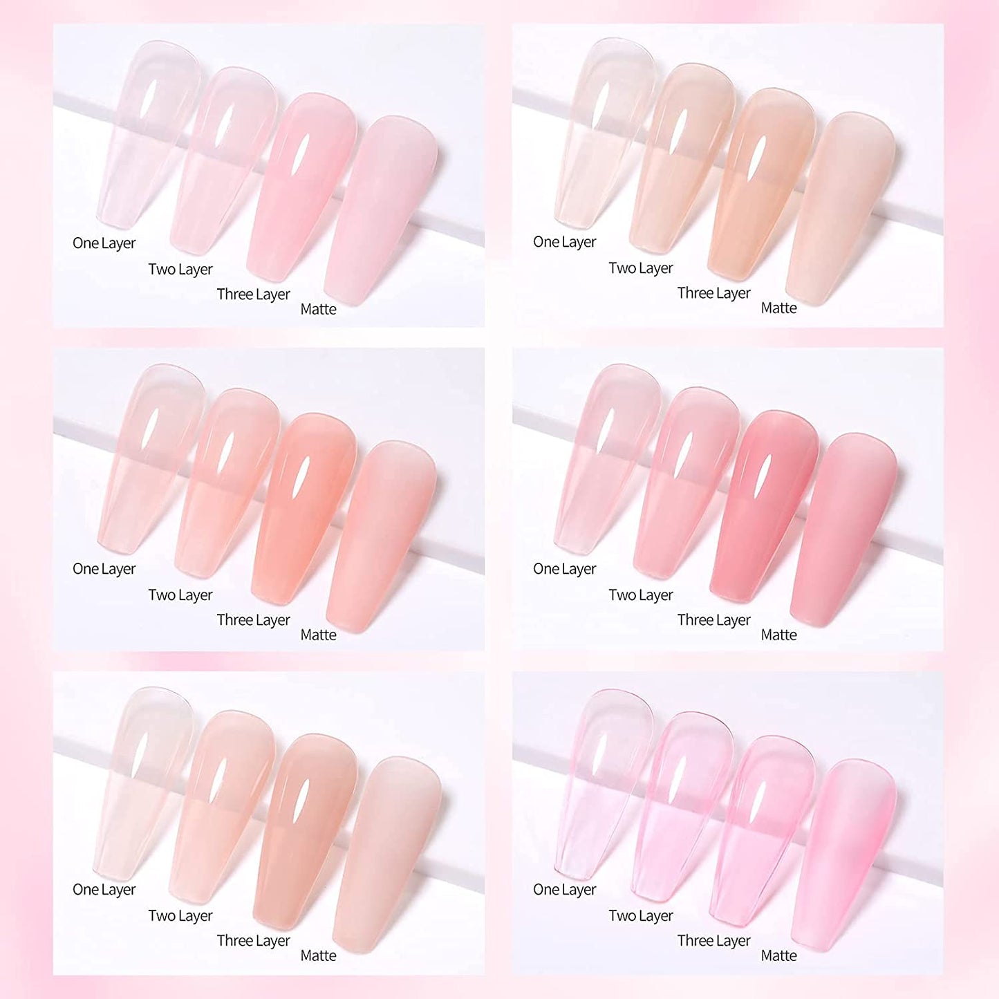 Vishine Gel Nail Polish Kit UV Light, 36W UV LED Nail Dryer Lamp, 6 Sheer Milky Pink Jelly Transparent Colors Base Top Coat Professional All-in-One Nail Art Manicure Tools