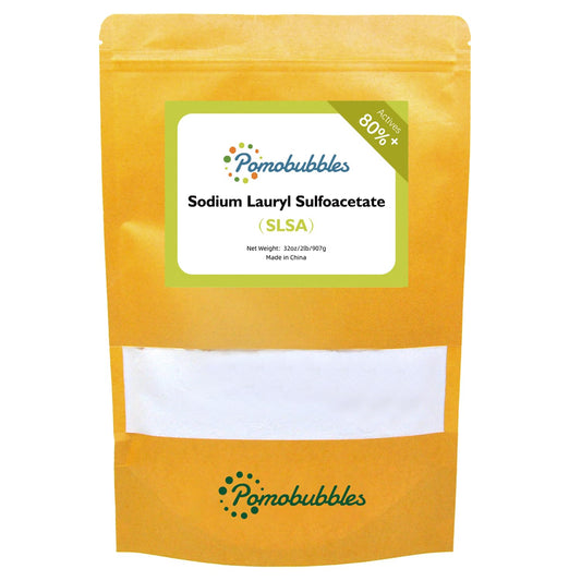 Pomobubbles 2 Pound SLSA Sodium Lauryl Sulfoacetate Powder Long Lasting Foam & Bubbles, Gentle on Skin, Bath Bomb Additive, Surfactant & Latherer, Suitable for Making Bath Bombs