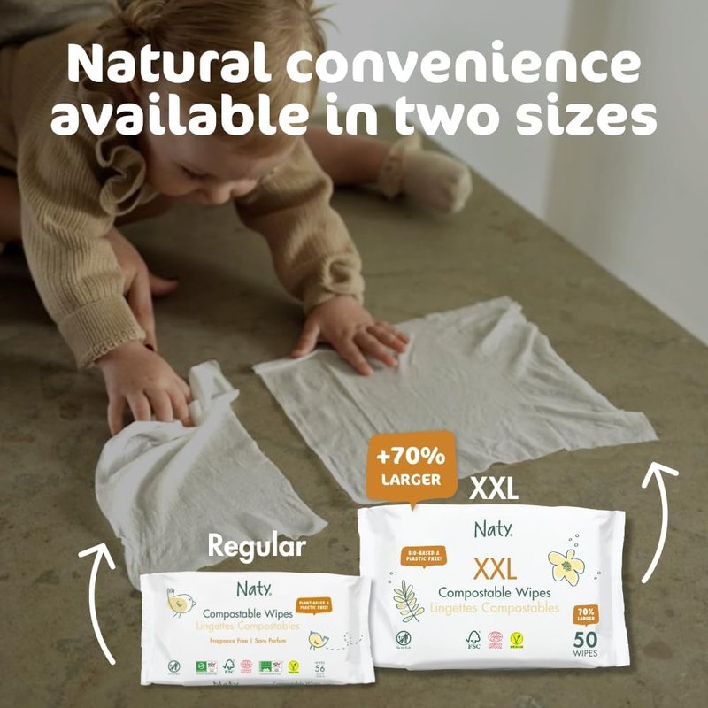 Naty Baby Wipes - Hypoallergenic, Unscented & Plant-Based | 672 Count, Compostable for Sensitive Skin