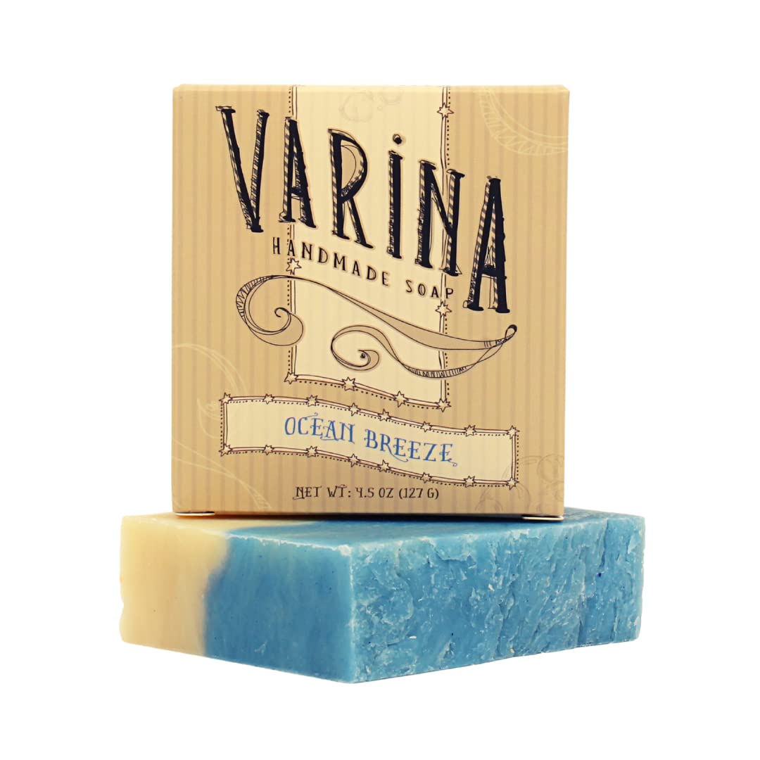 Varina Natural Ocean Breeze Bar Soap - Gentle Cleansing for Sensitive Skin, Fresh - 3 Pack