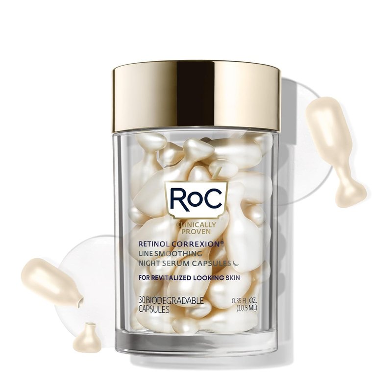 RoC Retinol Correxion Night Serum - Anti-Aging Treatment for Fine Lines & Post-Acne Scars | 30 Capsules, Unscented, 0.35 Fl Oz
