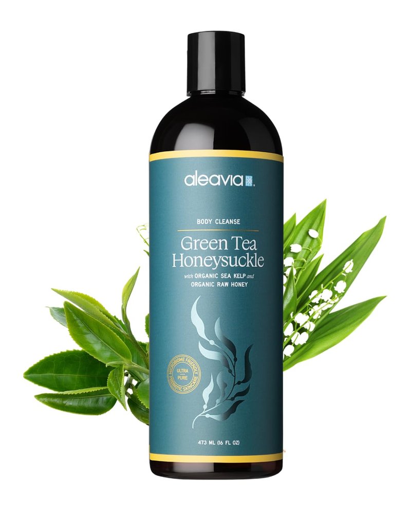 Aleavia Body Cleanse - Organic Prebiotic Body Wash with Raw Honey | Green Tea Honeysuckle Scent - 16 Oz.
