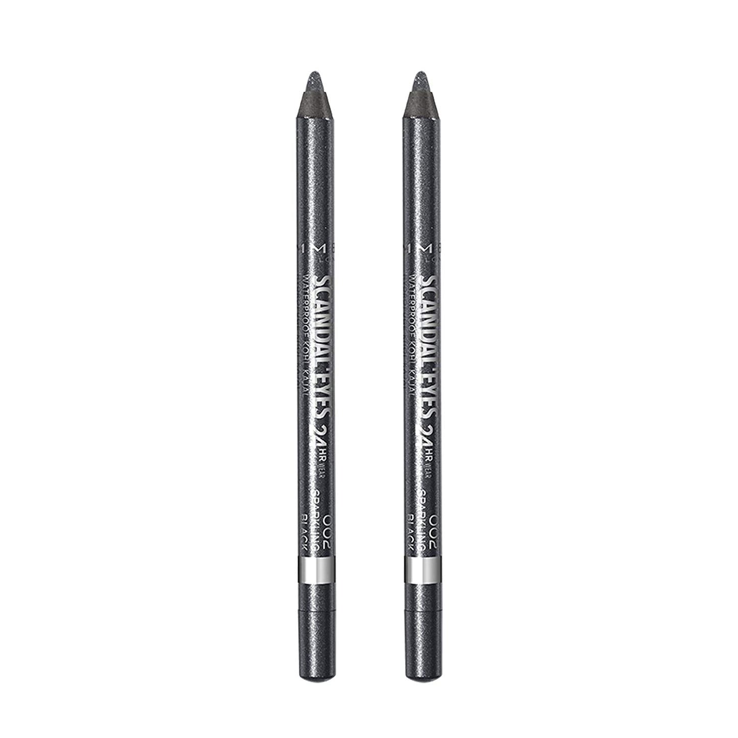 Rimmel Scandaleyes Waterproof Kohl Kajal Eyeliner, Sparkling Black, 0.04 Fl Oz, Pack of 2