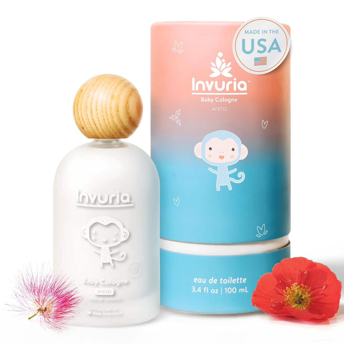 Invuria Afeto Baby Cologne | Alcohol-Free Baby Perfume for Boys & Girls | Gentle Baby Fragrance | Made In USA | Colonia Para Bebés | 3.4 oz | 100 mL