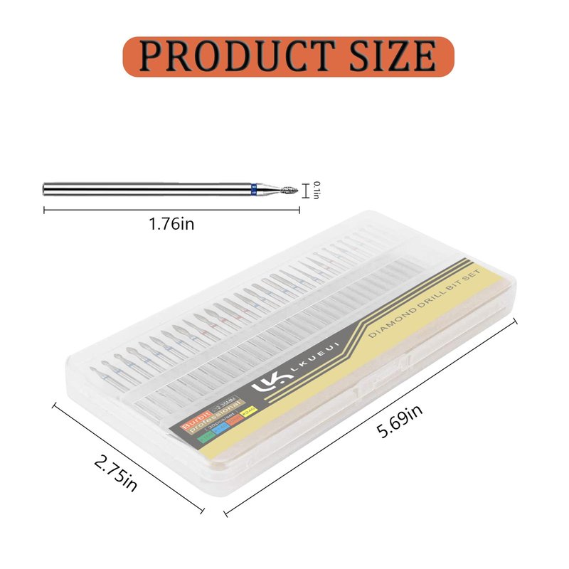 Nail Drill Bits, Diamond Cuticle Drill Bits for Electric Nail File, Cuticle Bits, Diamond Manicure Bits, Brocas para Drill Nails, 3/32 inch 30PCS Kit