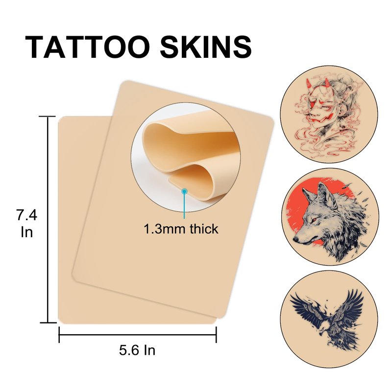 15pcs Tattoo Fake Skins - Yugui Practice Skin for Microblading Tattoo Training & Supplies (7.4"x5.6", 1.3mm Thick) Realistic Texture Beginner-Friendly Double Sides for Artists & Kits
