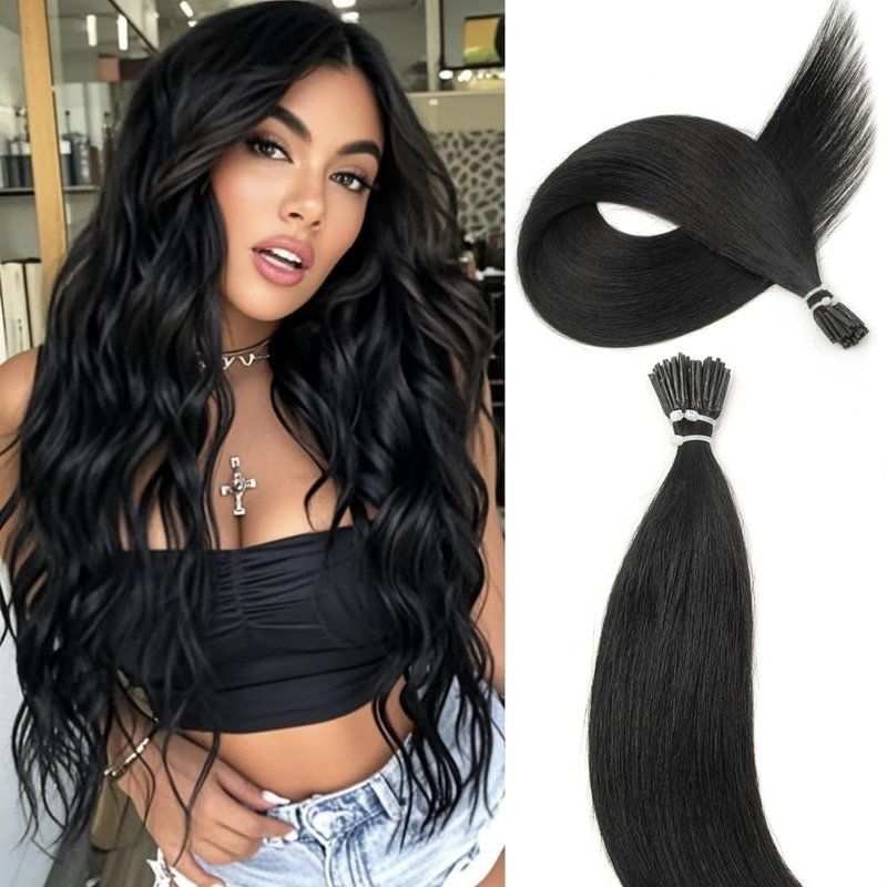 Boymia I Tip Human Hair Extensions #02 Dark Brown 20 Inch 50strands Cold Fusion Tip Extensions Straight Hair Itip Natural Hair Extensions