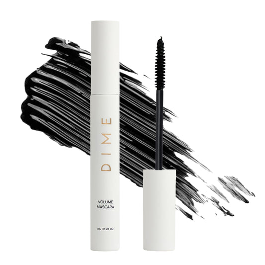DIME Beauty Volume Boost Tubing Mascara, Smudge Proof, Clump Free Mascara for Fuller, Thicker Lashes - Buildable Length and Volume with Squalane and Cacao Extract - Clean, Vegan - Black 0.28 oz / 8g