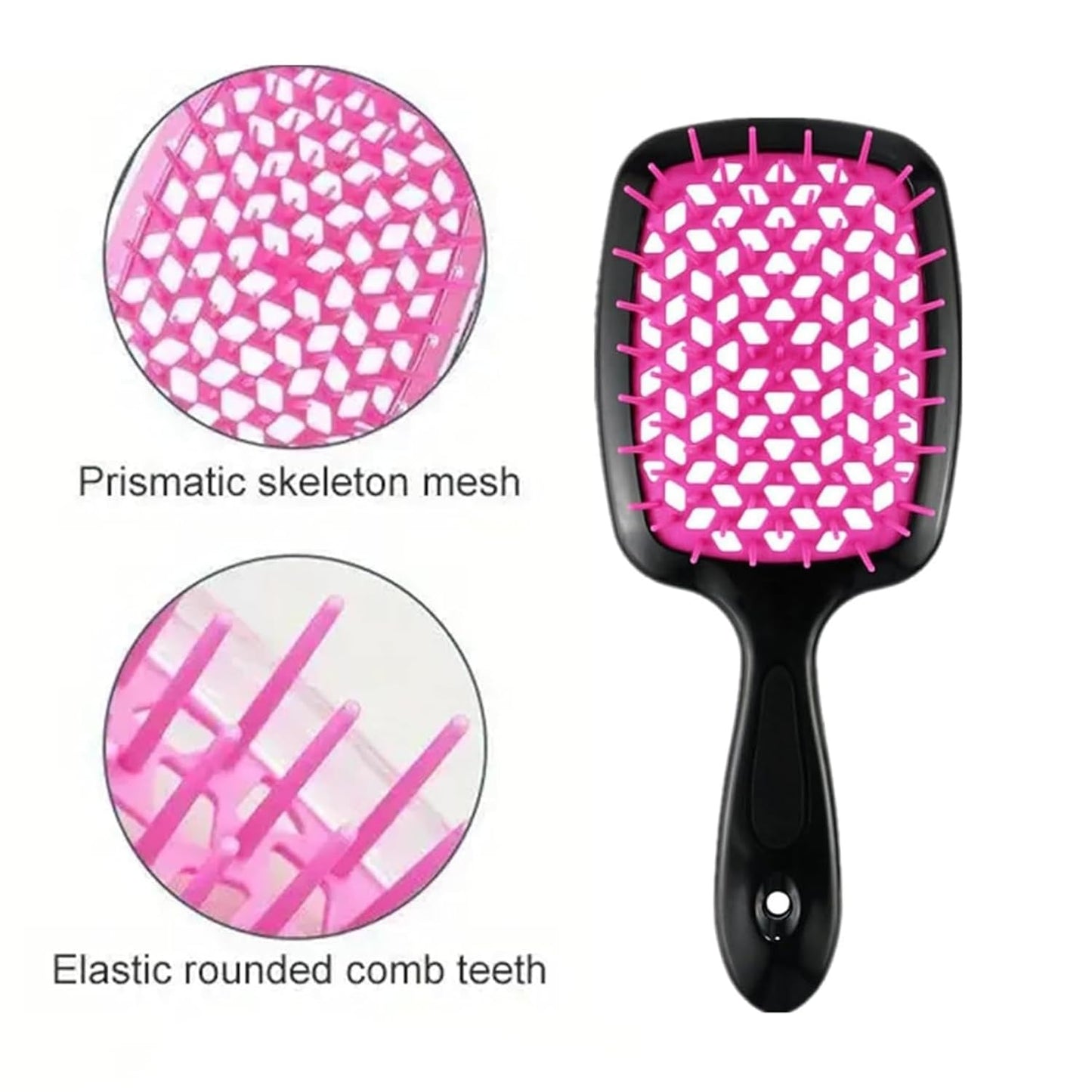 Detangling Hair Brush Set - 2PCS Curly Hair Detangler with Scalp Massage | Black & Pink