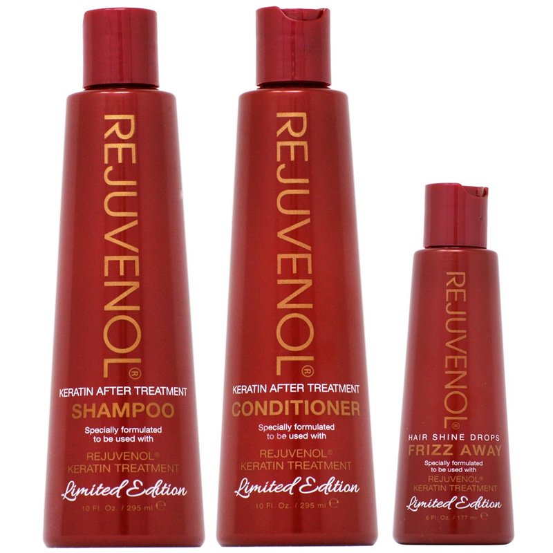 Rejuvenol After Keratin Treatment Shampoo & Conditioner Set - 10oz | Frizz Control Shine Drops Combo