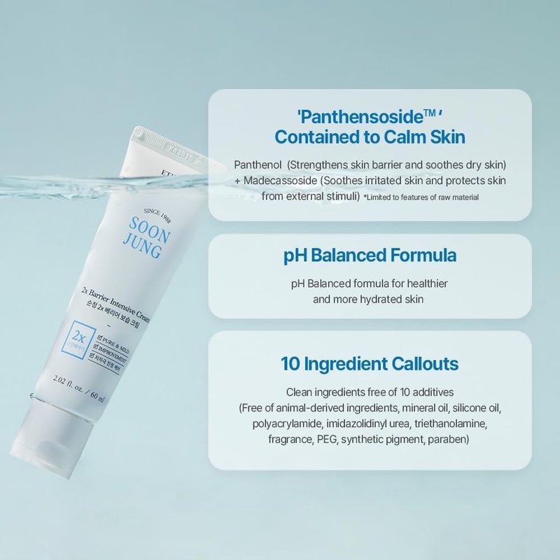 ETUDE SoonJung2x Intensive Cream for Barrier Repair | Rich Moist, Madecassoside & Panthenol for Soothing, Face Moisturizer for Sensitive Skin, pH Balanced, Hypoallergenic, 5.07 Fl Oz (Bigger Size)