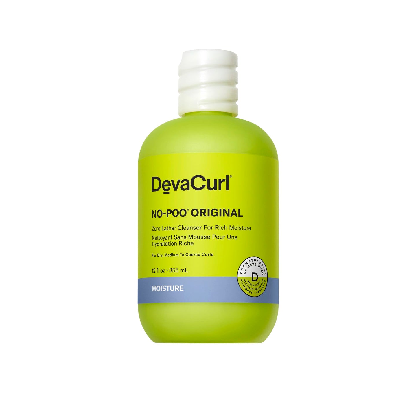 DevaCurl No-Poo Original Non-Lathering Cleanser for Rich Moisture, Fresh Rose, 12 fl. oz