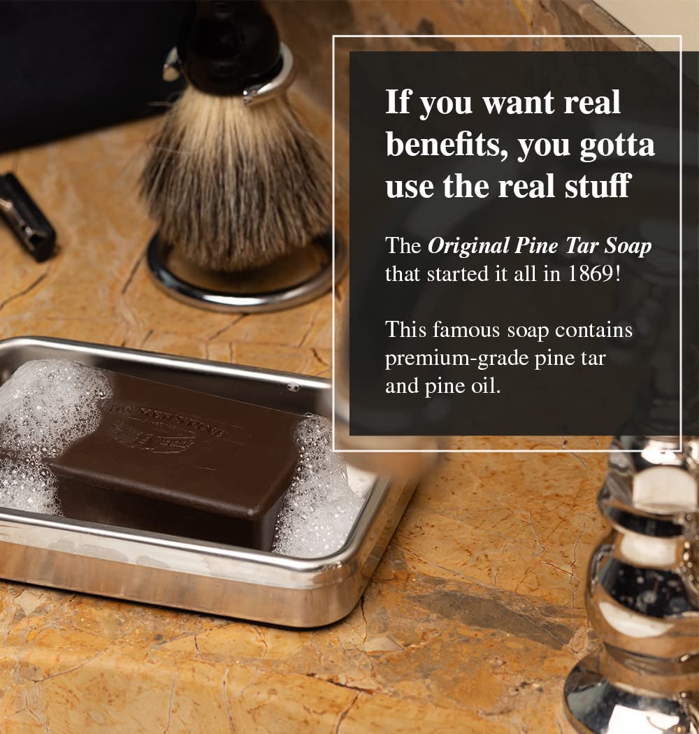 Packer's Pine Tar Soap Bar for Men & Women | Original Body & Face Soap with Natural Pine Tar & Pine Oils | Soothes Eczema, Psoriasis & Itchy Skin | Paraben, Sulfate & Creosote Free, 3.2 oz (6 Pack)