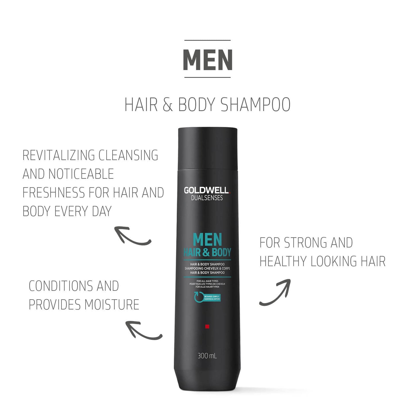 Goldwell Dualsenses Men Hair and Body Shampoo 300ml, 10.1 oz