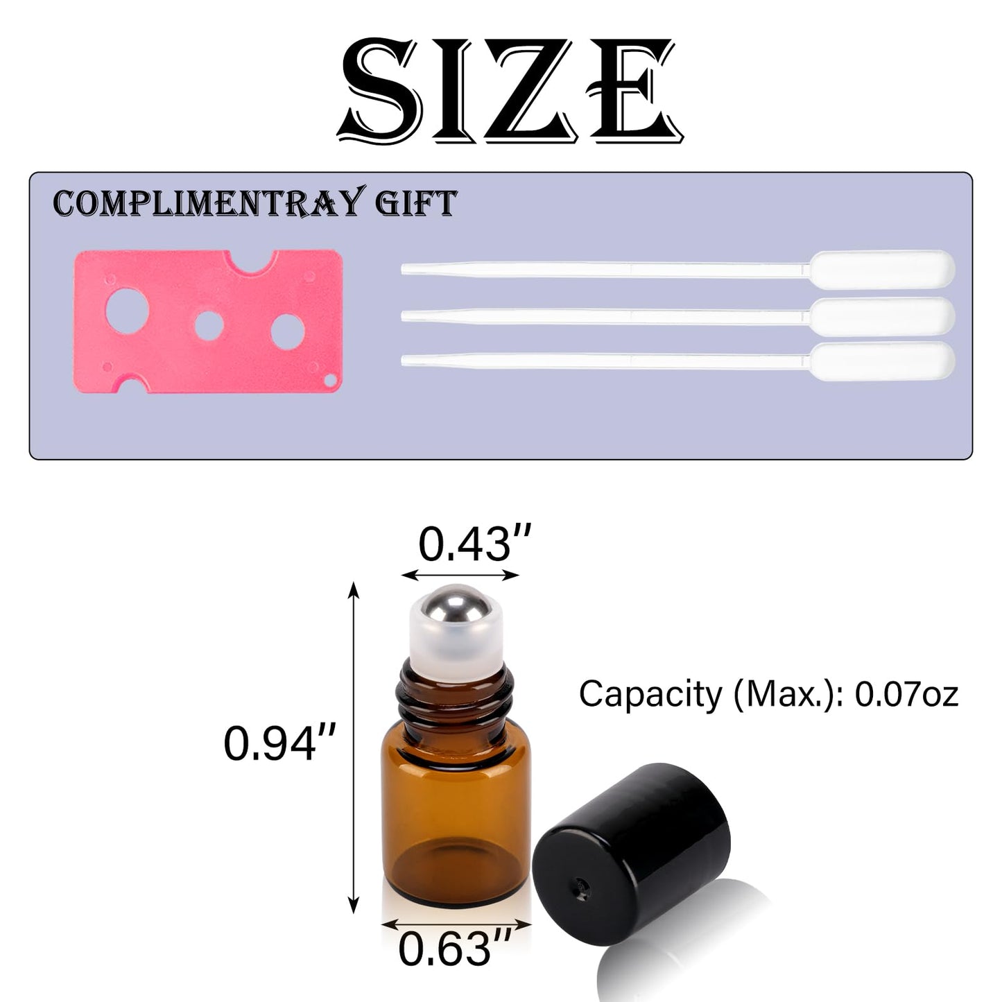 RAMFIYN 120 pack Amber Roller Bottles for Essential Oils 2ml Refillable Roll on Applicator for Travel Mini Makeup Containers with Pipettes and Bottle Opener