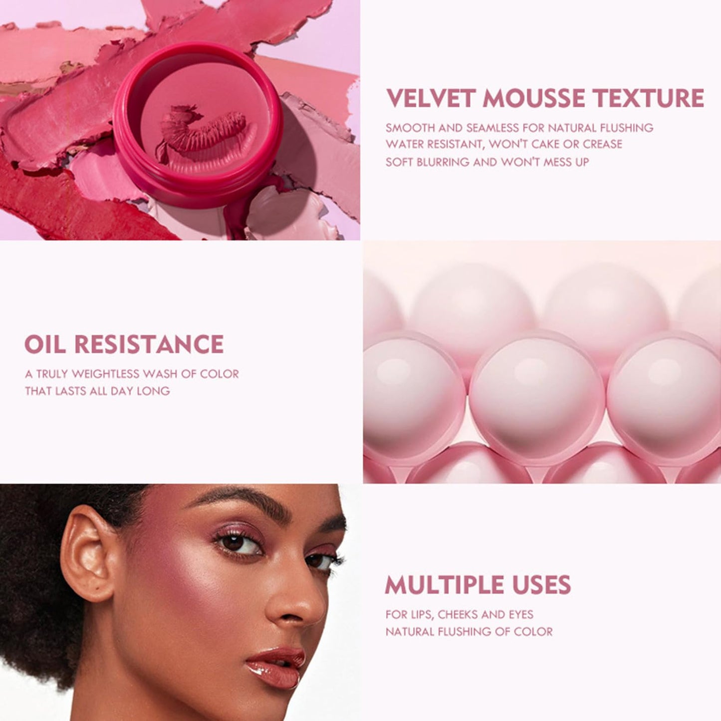 MAEPEOR Cream Blush 9 Color High-Pigmented Smooth Buildable Face Blush Long-Lasting Natural Look Blusher (Color 09)