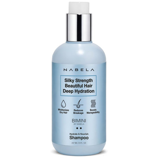 NABELA Hydrating Shampoo for Dry Damaged Hair - Hyaluronic Acid & Argan Oil Anti Frizz Formula - Sulfate Free Shampoo for Curly Hair & Waves - Moisturizing Cleanser with Shea Butter, 8oz