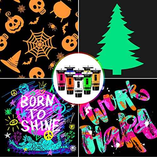 NewWay Luminous Neon Face & Body Paint Glow in the Dark Party Supplies MakeUp Cream Paint Light For Halloween Christmas 8 Color 0.7 fl oz x 16 Tubes