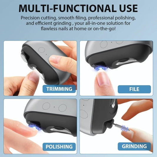 Electric Nail Clipper Fingernail Trimmer, Polisher with Clip Storage LED Light USB-C Rechargeable 2 Speed Gears Automatic Safety Nail Cutter for Baby, Kids, Seniors, Caregivers (Black)
