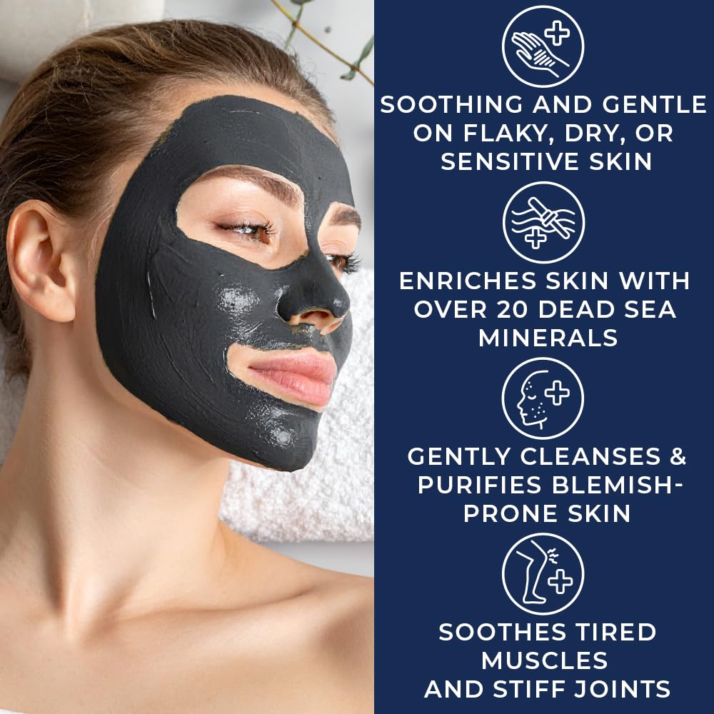 Natural Elephant Dead Sea Mud Mask - Deep Pore Cleansing for Face & Body - Acne, Blackheads, Oily Skin – 100% Natural Skin Care – Tightens Skin- for Woman and Men - 9oz (Pack of 2 (Two 9.9 oz Jars))