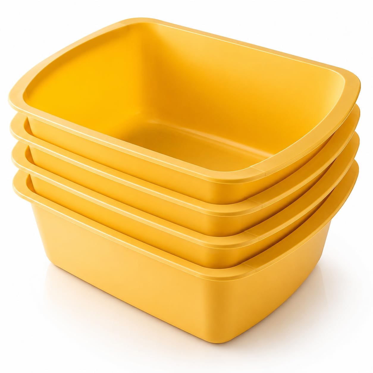 Portable Rectangular Plastic Wash Basin, 6 Quarts with Graduations, Gold (6 Pack)
