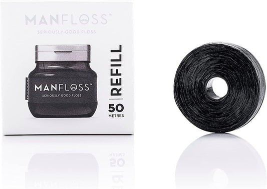 Black Dental Floss Tape - 54 Yard Refill | PFAS-Free, Vegan-Friendly, Fresh Mint Flavor, Shred-Resistant