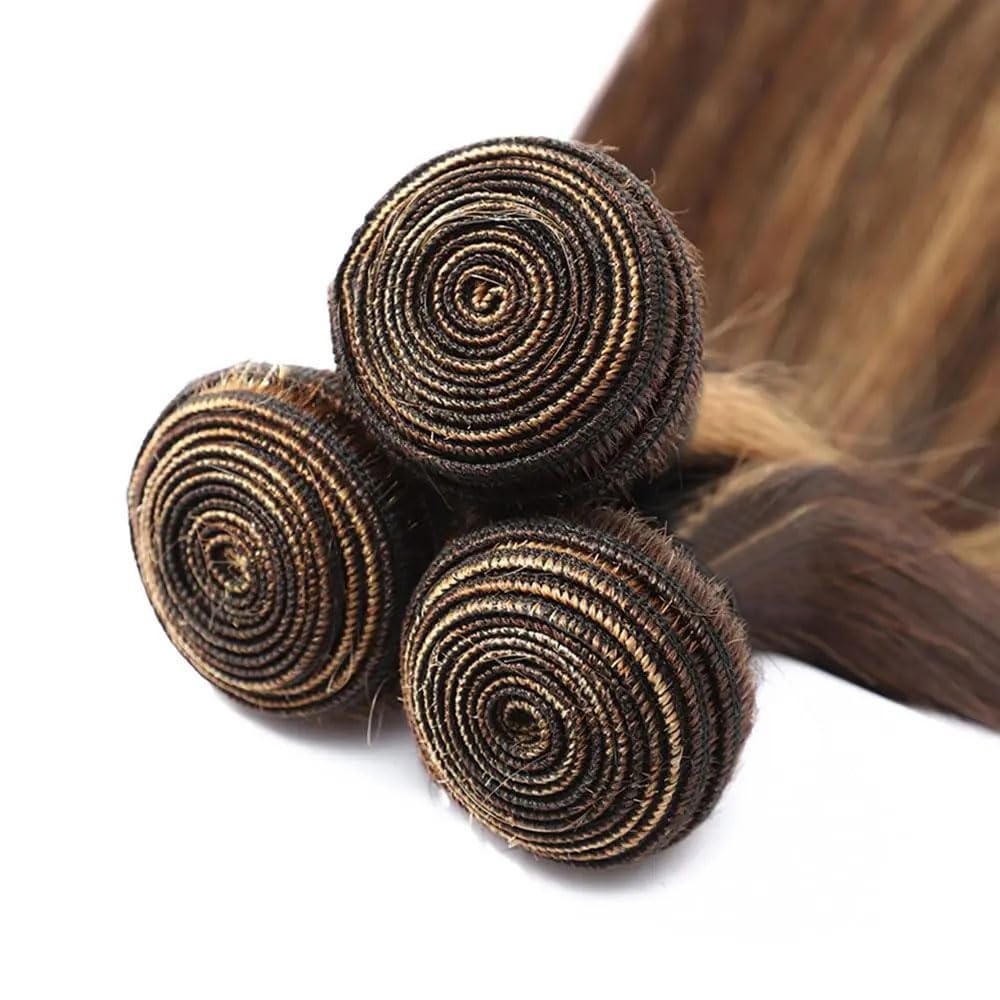 Ombre Human Hair Bundles 4/27 Straight Bundles Honey Blonde Bundle 14 16 18 Inch Highlight Bundle Brazilian Virgin Remy Hair Extensions Soft And Healthy Salon Quality