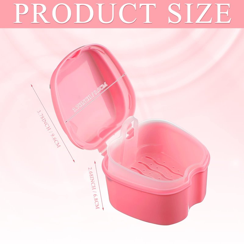 Zubebe 20 Pcs Denture Bath Retainer Case Holder Bulk with Strainer Basket Dental Cup Denture Soaking Container False Teeth Storage Box for Travel Cleaning Mouth Guard, 5 Colors