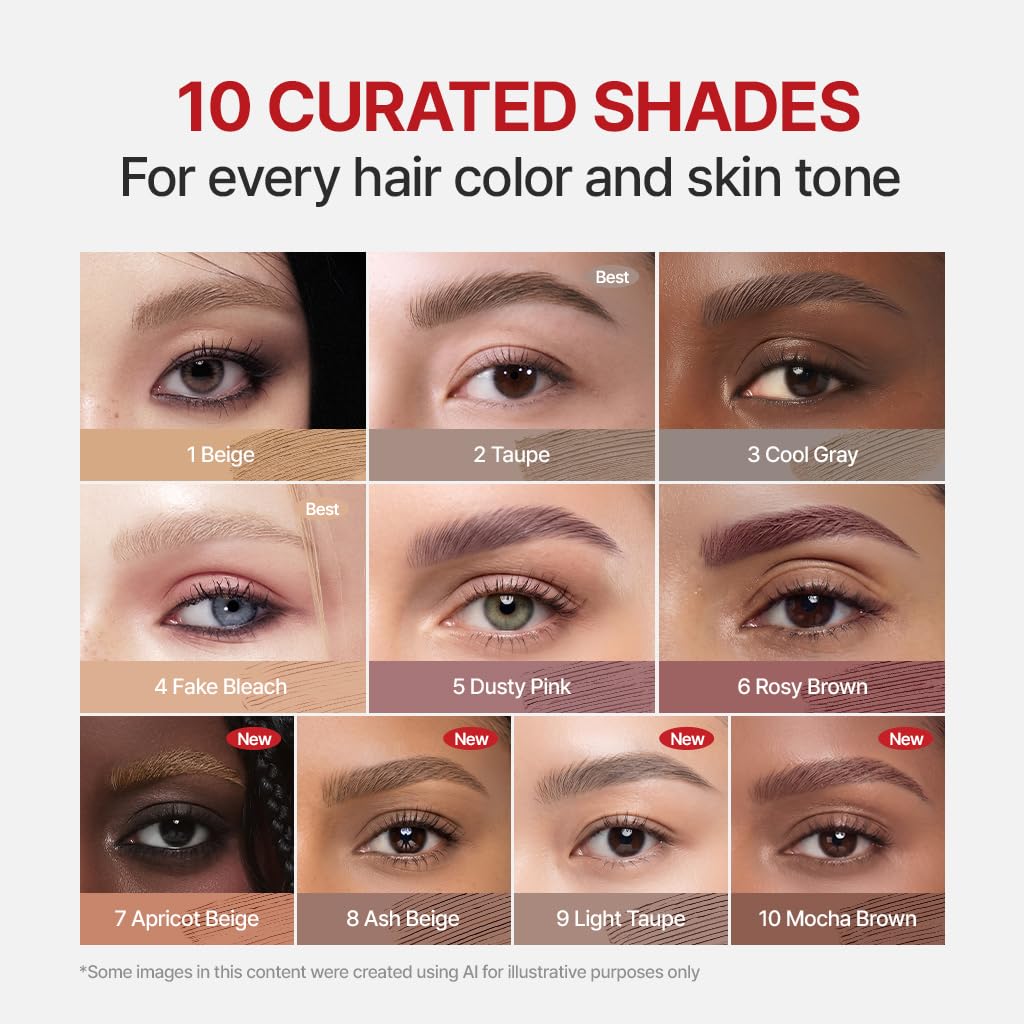 Espoir The Brow Color Fixing Cara #4 Fake Bleach | Easy Fixing without Clumping with Skinny Brush, Long-Lasting & Smudge-proof Eyebrow Mascara, Soft Mood Coloring Tinted Gel, Korean Makeup, 0.1 Fl Oz.