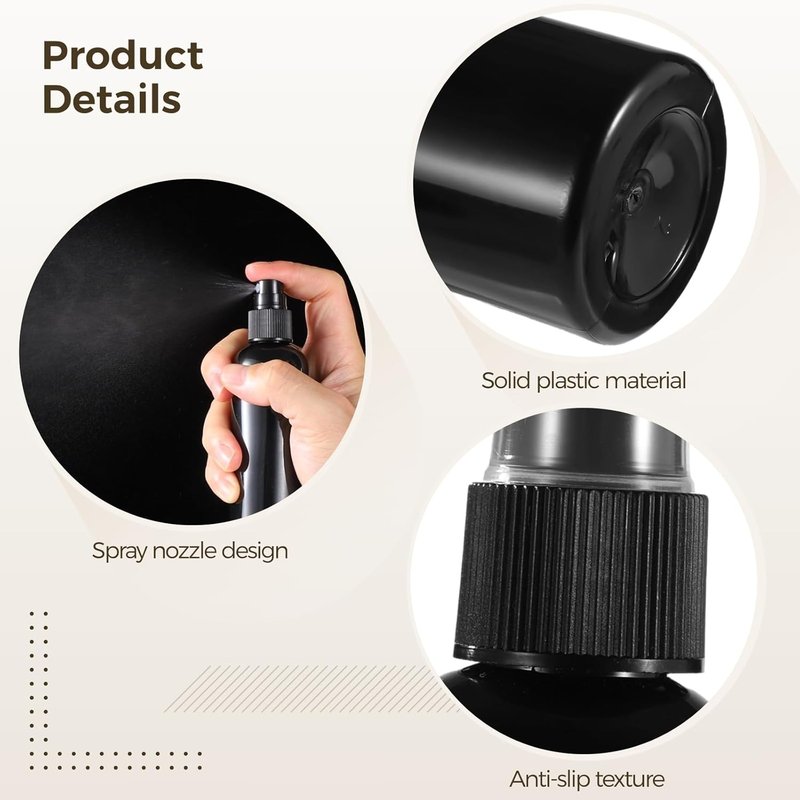 OMISTAR 48 Pcs 4 oz Plastic Spray Bottles | Fine Mist Sprayers for Perfumes & Cleaning Solutions - Black