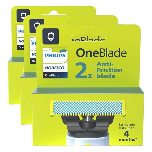 Philips Norelco OneBlade Anti Friction Blade,Genuine Replacement Blade for OneBlade Electric Shaver and Trimmer,Durable Stainless Steel,Trim,Edge and Shave,QP225/80,(Pack of 6)