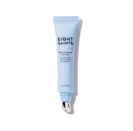 Eight Saints Light Show Brightening Eye Gel, Anti Aging Cooling Eye Gel to Reduce Puffiness, Wrinkles and Calms Under Eye Skin, with Peptides, MSM, and Hyaluronic Acid, 0.5 Ounces