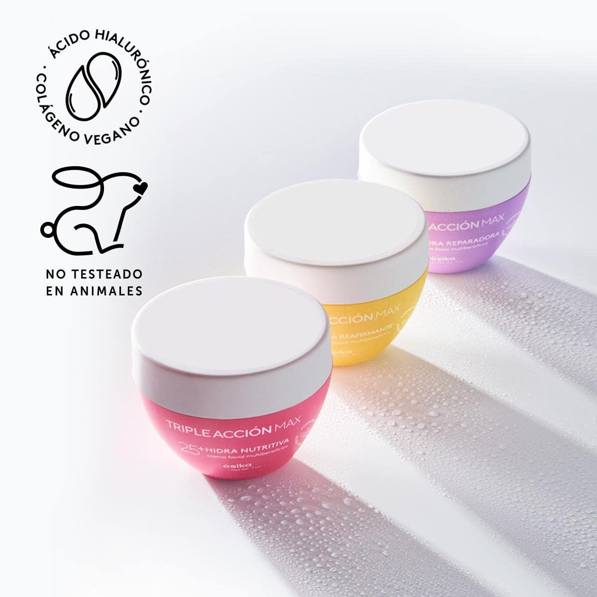 Ésika Crema facial antiarrugas Hidra Nutritiva Triple Acción Max 25+ años con ácido hialurónico y colágeno, 120g