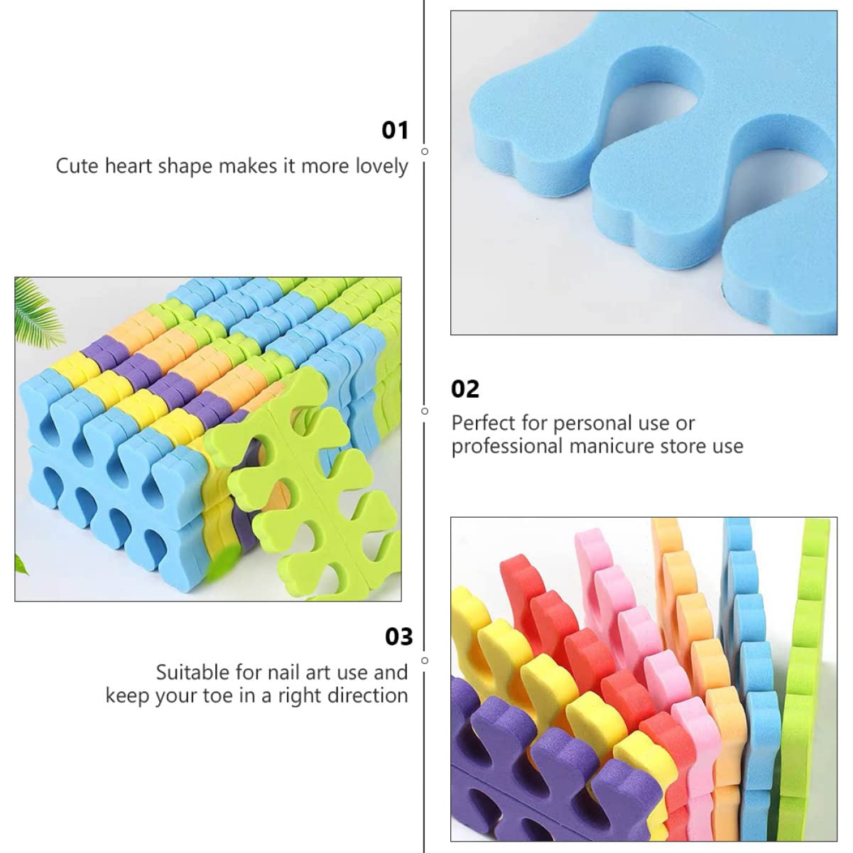 Foam Toe Separators 100 Pairs Comfortable Pedicure Toe Separators Finger Dividers Comfortable Design for Women Men Feet Nail Toenails Art Painting Polish Spa