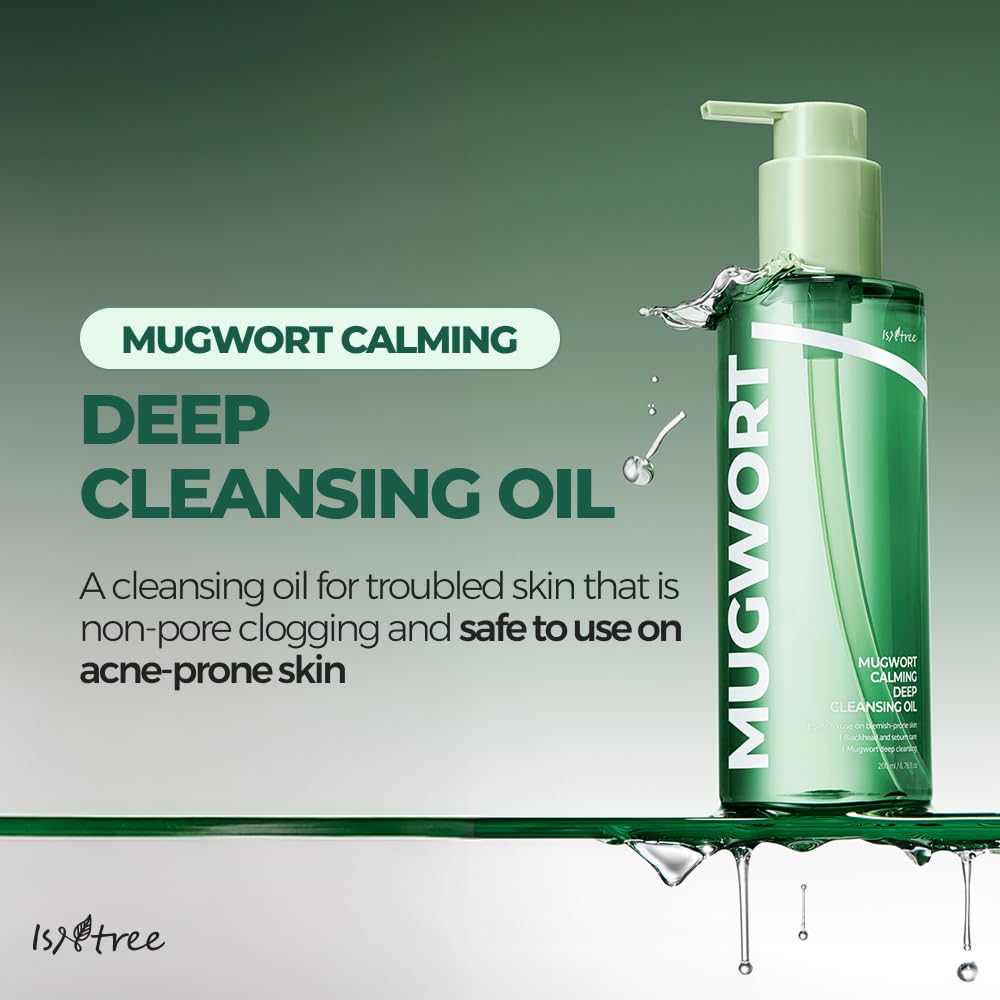 IsNtree Mugwort Calming Deep Cleansing Oil 200ml, 6.76 fl.oz | Korean Oil Cleanser for Sensitive & Oily Skin | Lightweight & Non-Greasy | Soothing & Deep Cleansing | Vegan & Cruelty-Free Skincare