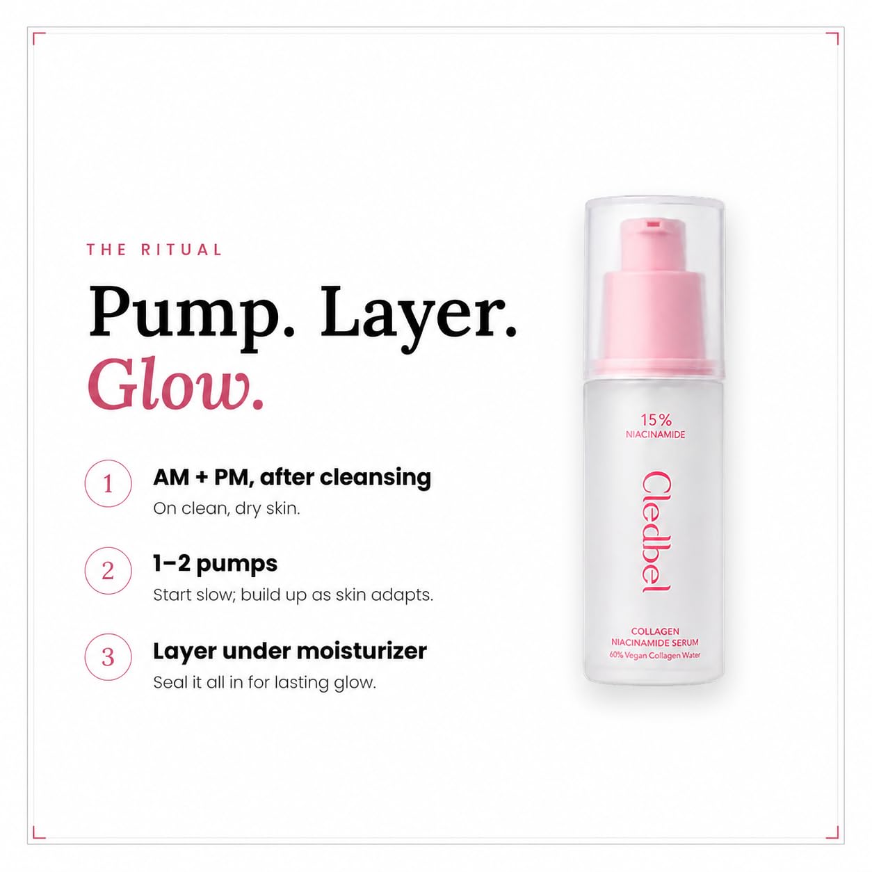 Cledbel Collagen Niacinamide Serum, For Discoloration/Minimizing Large Pores, Niacinamide, Zinc, Peptides & Hyaluronic Acid, Korean Skincare, Paraben-Free, 50ml/1.69 fl oz,