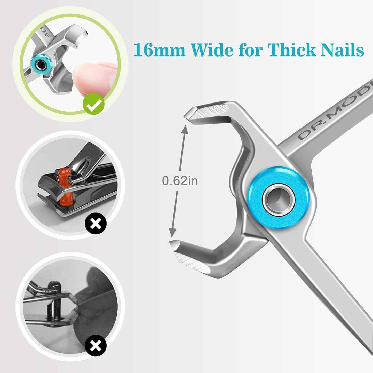 Professional Nail Clippers for Thick Toenails & Ingrown Nails - Wide Jaw for Men & Seniors