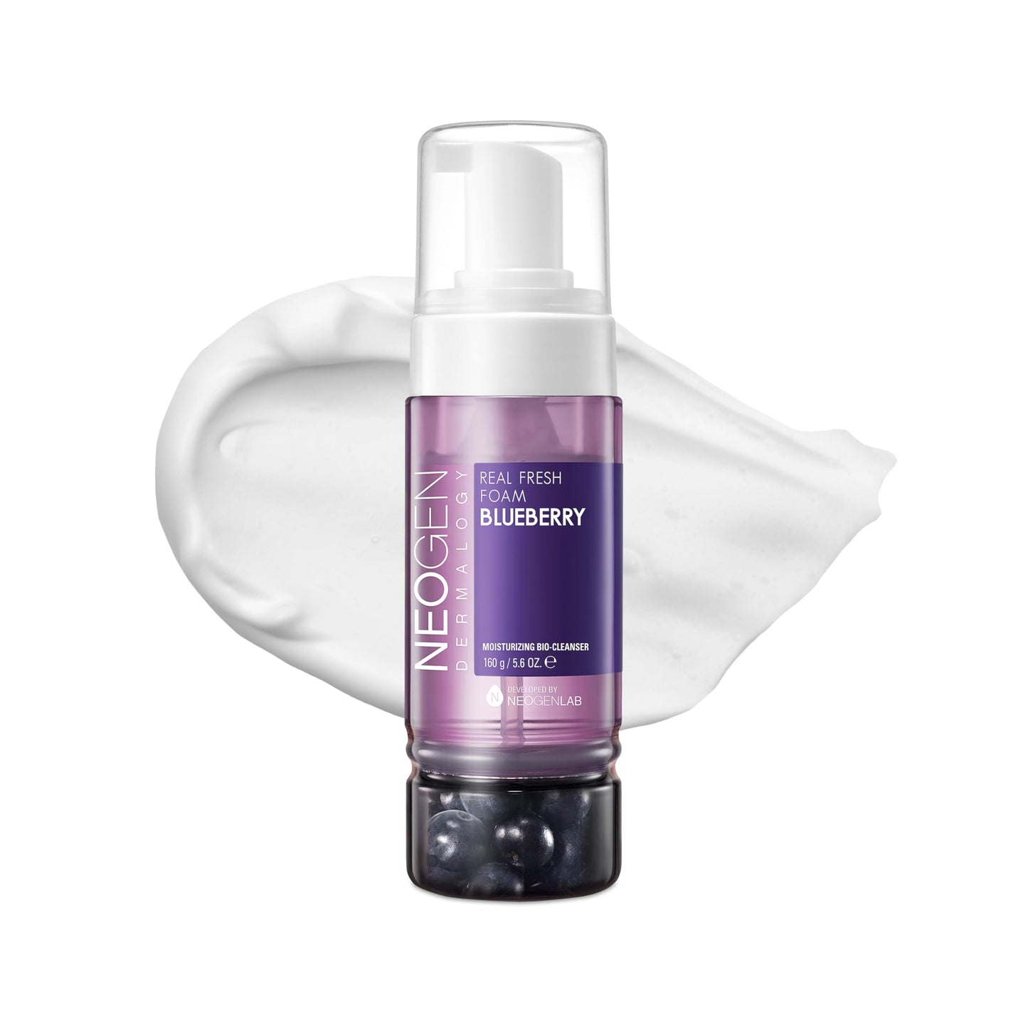 DERMALOGY by NEOGENLAB Real Fresh Foam Cleanser, Blueberry, 5.6 Fl Oz