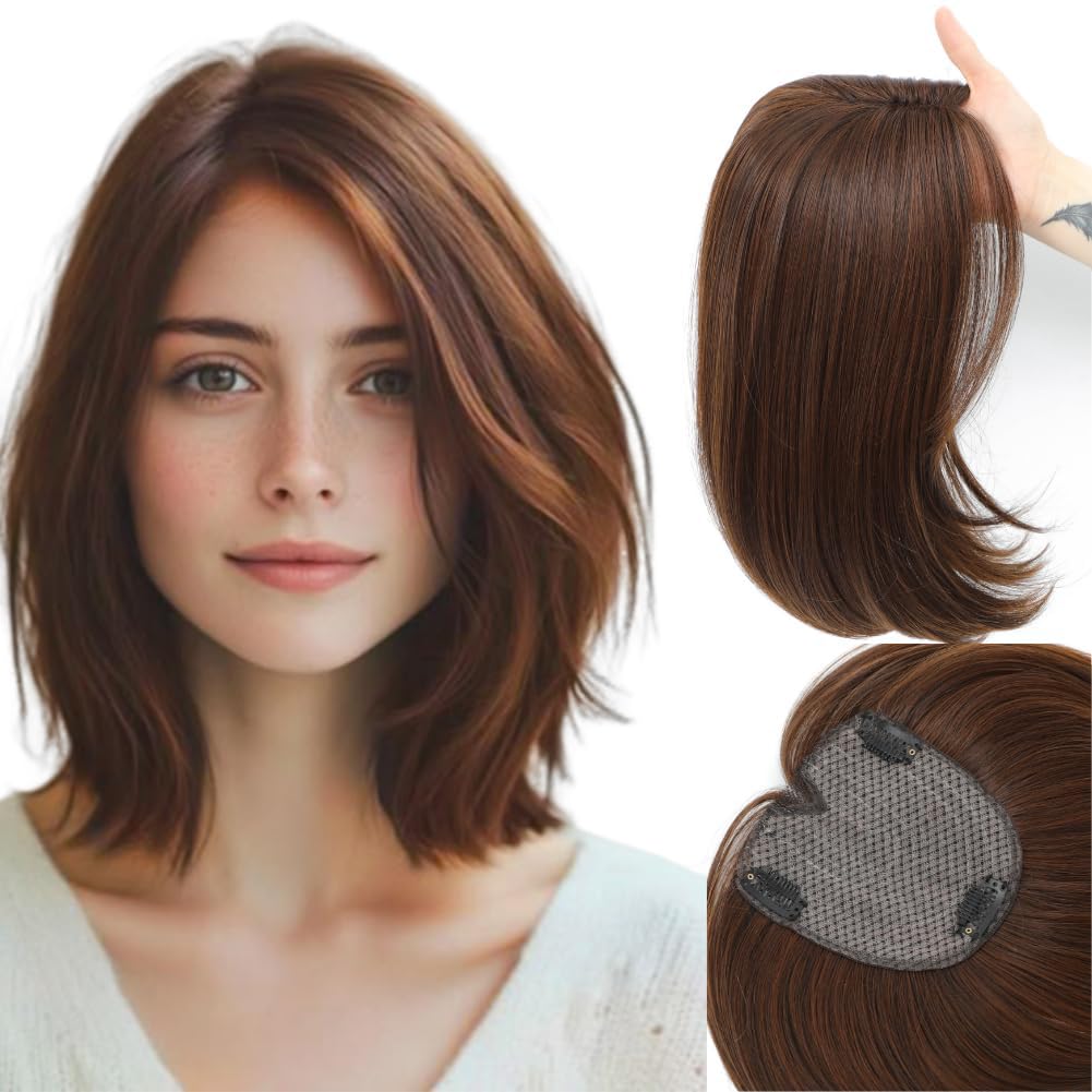 Hair Toppers for Women - Large Base Clip-In Hair Pieces | 15-Inch Fake Bangs for Thinning Hair