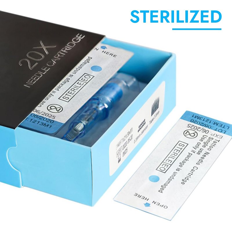 Tattoo Cartridges Needles, 20Pcs Tattoo Needles #12 Standard 14 Round Shader with Membrane Disposable Cartridges Tattoo Needles Long Taper for Permanent Makeup Tattoo Supplies (1214RSL)