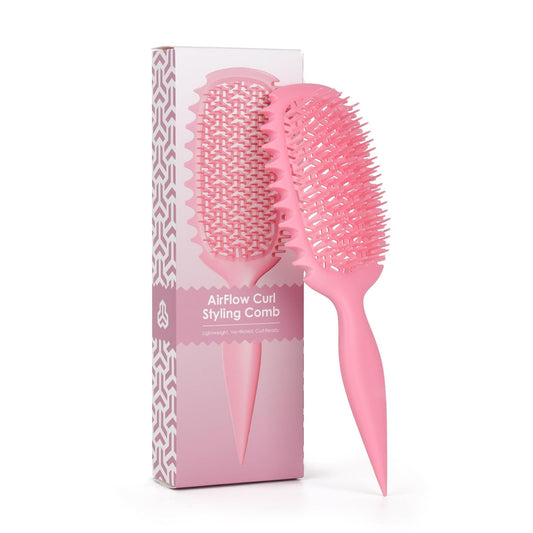 Siluannan Pink 1 piece AirFlow Curl Defining Brush ， Curly Hair Brush, Detangling Brush with Ventilated Design, Suitable for All Wet or Dry Hair Types for Women and Men