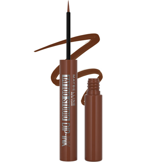 MAYBELLINE Tattoo Studio Dip-Ink Liquid Eyeliner, Waterproof Eyeliner With Up to 24 Hour Wear, Brown Expression, 1 Count