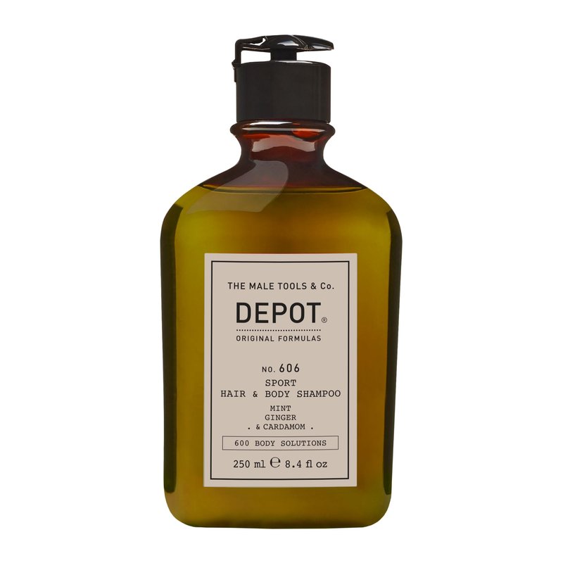 DEPOT No. 606 Sport Hair & Body Shampoo | 2-in-1 Cleanser with Seaweed, Mint & Botanical Extracts | Refreshing Mint & Ginger Scent | 8.4 fl.oz.