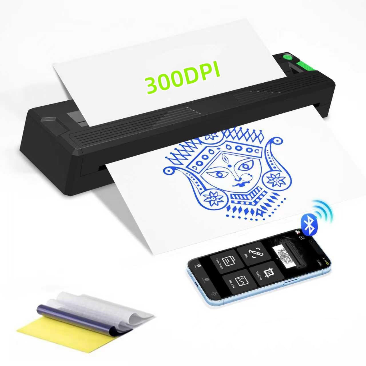 Tattoo Stencil Printer,for Tattoo Beginners&Artists,Portable-Wireless-Bluetooth-Thermal-Inkless Tattoo Printer Machine with 3pcs Tattoo Transfer Paper,Compatible with Phone/Pc