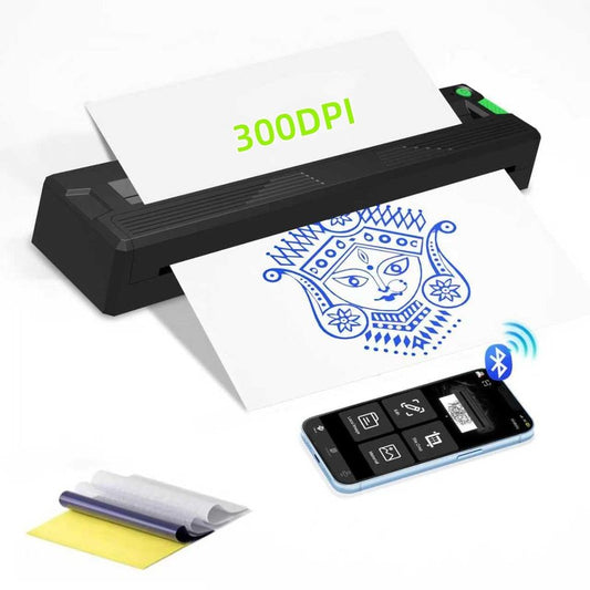 Tattoo Stencil Printer,for Tattoo Beginners&Artists,Portable-Wireless-Bluetooth-Thermal-Inkless Tattoo Printer Machine with 3pcs Tattoo Transfer Paper,Compatible with Phone/Pc